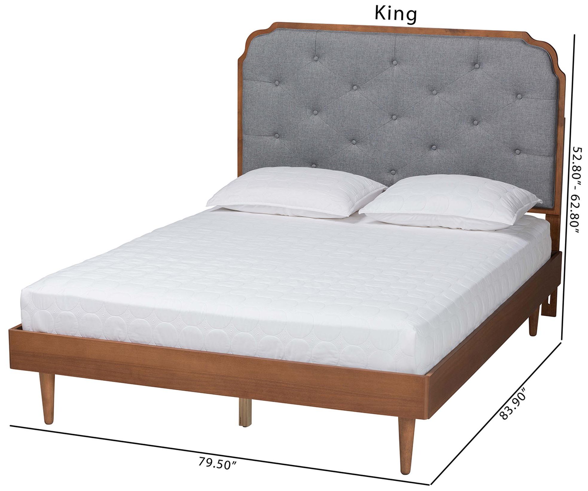 Baxton Studio Garron Mid-Century Modern Wood King Size Platform Bed