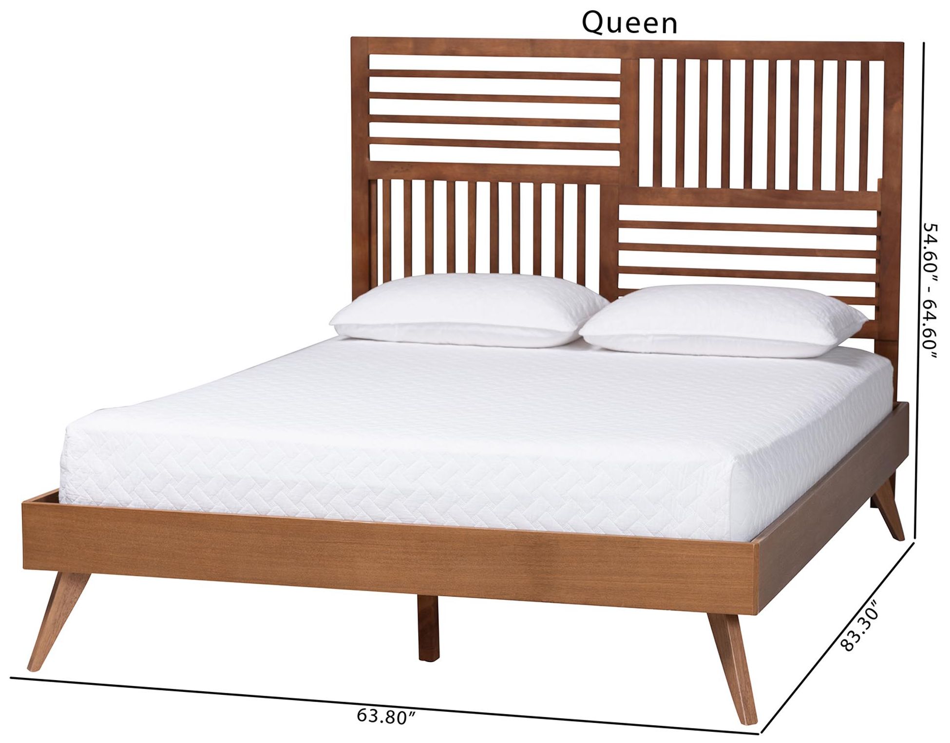 Baxton Studio Gemma Platform Bed - with Slatted Wood Headboard, Queen