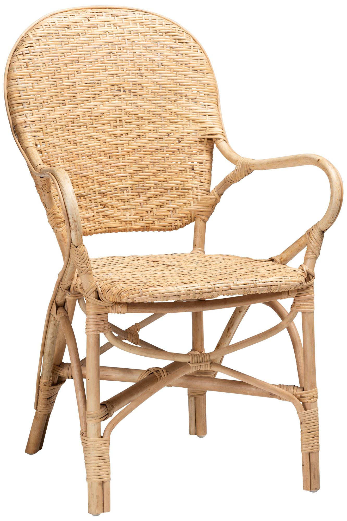 Baxton Studio Genna Natural Brown Rattan Dining Chair 177M8