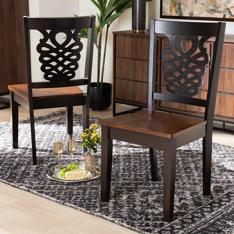Image 1 Baxton Studio Gervais Two-Tone Brown Dining Chairs Set of 2