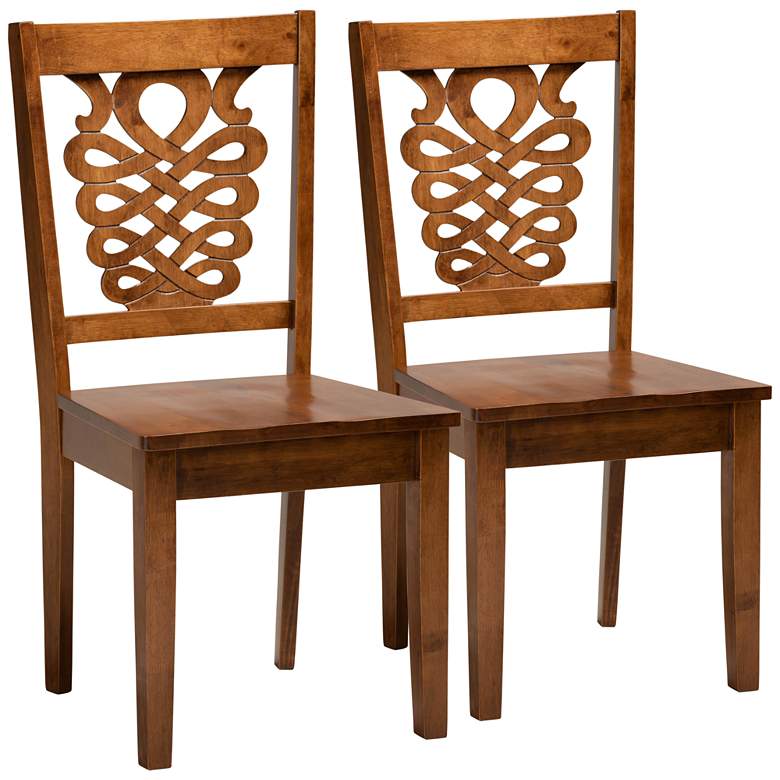 Image 2 Baxton Studio Gervais Walnut Brown Dining Chairs Set of 2