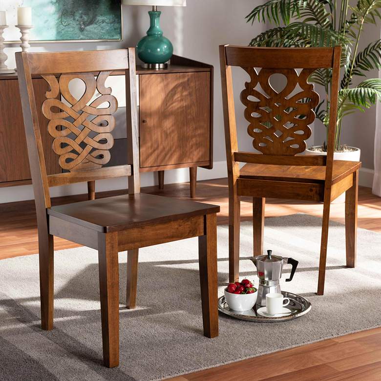 Image 1 Baxton Studio Gervais Walnut Brown Dining Chairs Set of 2