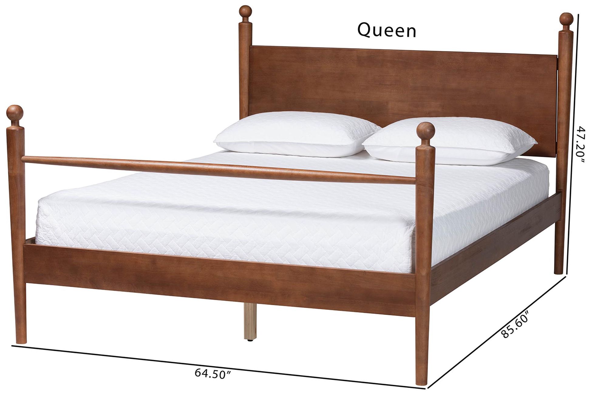 Baxton Studio Gianetta Wood Platform Bed - Poster Bed Frame, Queen