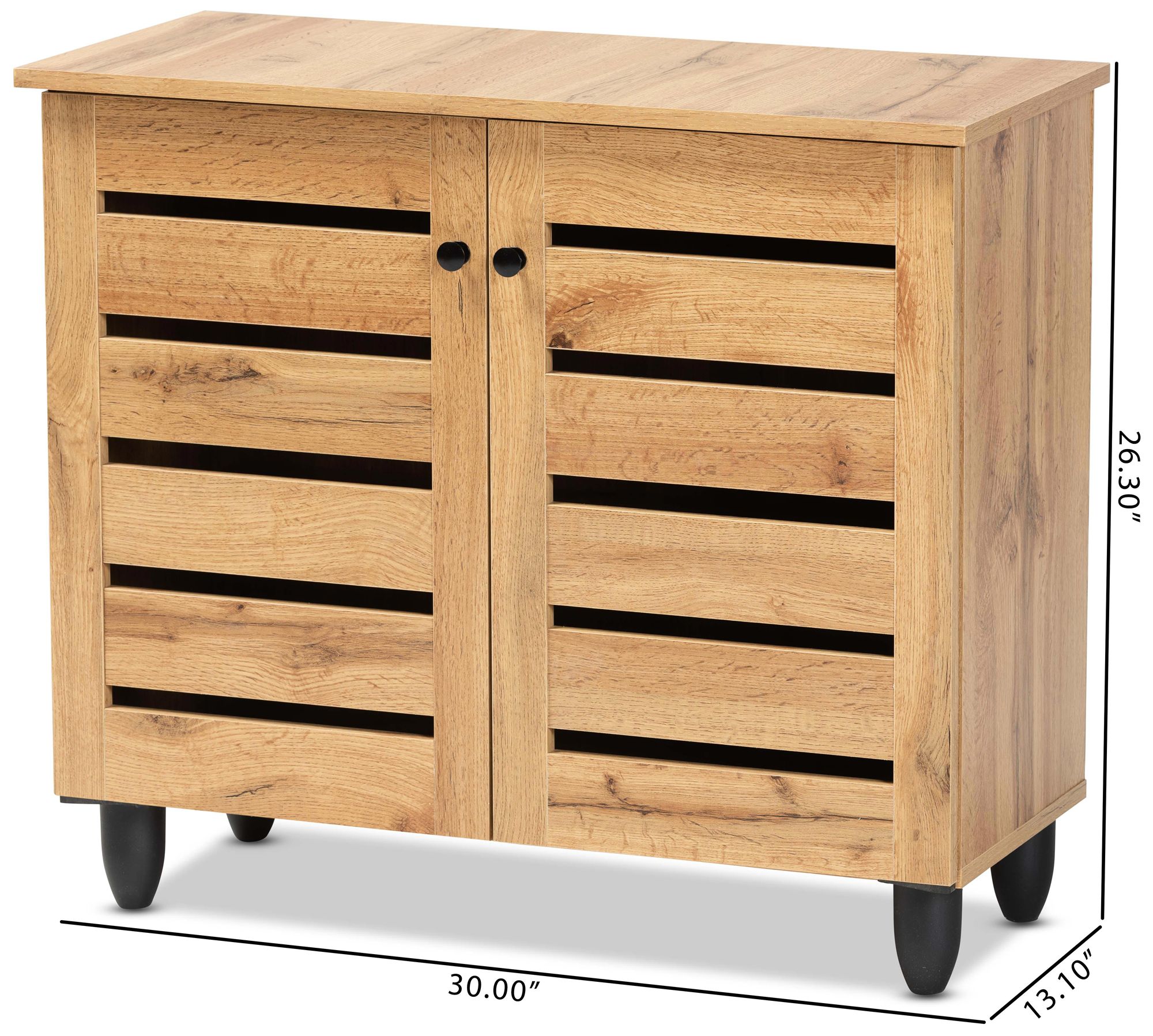 Baxton Studio Gisela 30" Wide Oak Brown 2-Door Shoe Cabinet in scene