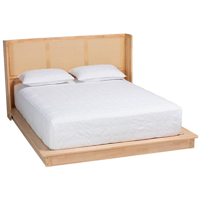 Image 2 Baxton Studio Glennis Japandi Natural Brown Wood Queen Size Platform Bed
