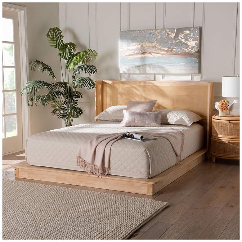 Image 3 Baxton Studio Glennis Japandi Natural Brown Wood Queen Size Platform Bed more views