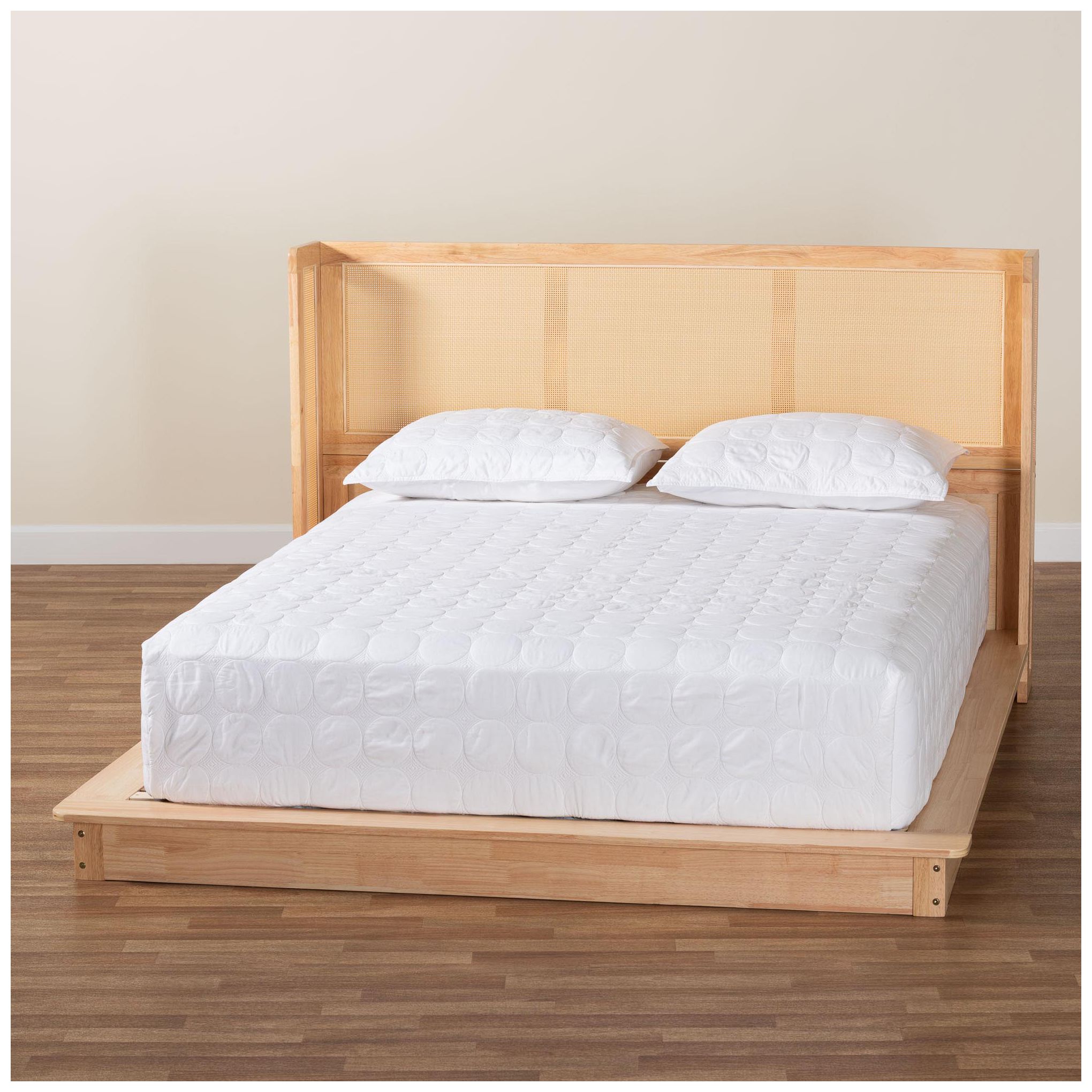 Baxton Studio Glennis Japandi Natural Brown Wood Queen Size Platform Bed