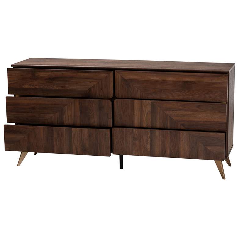 Image 3 Baxton Studio Graceland Walnut Brown Finished Wood 6-Drawer Dresser more views