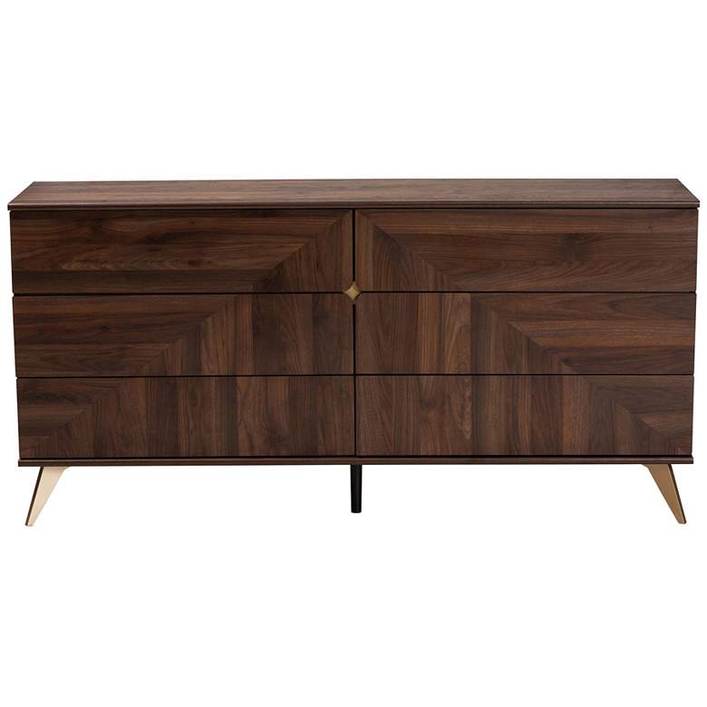 Image 4 Baxton Studio Graceland Walnut Brown Finished Wood 6-Drawer Dresser more views