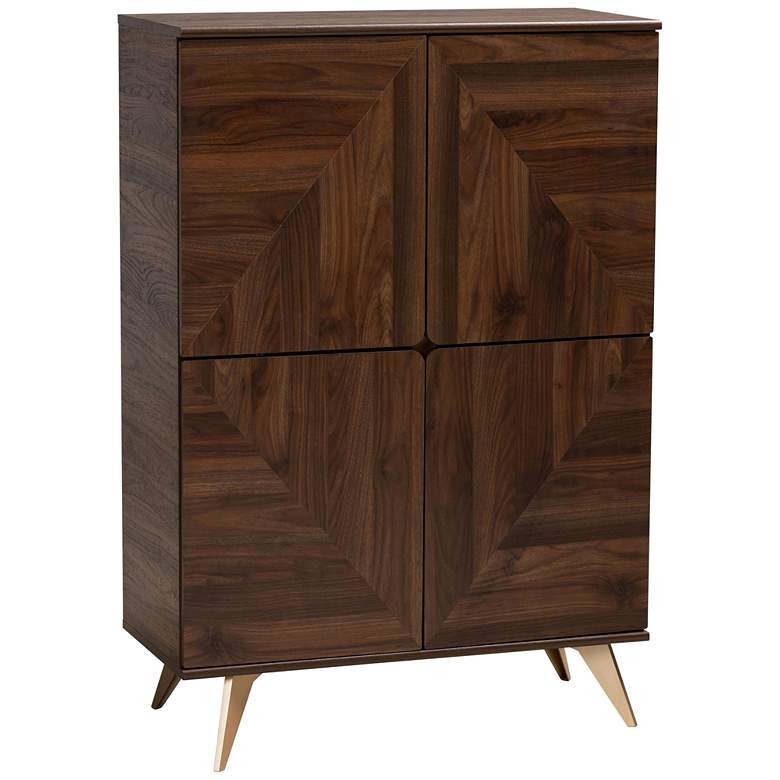 Image 2 Baxton Studio Graceland Walnut Brown Finished Wood Shoe Cabinet