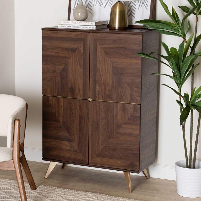 Image 1 Baxton Studio Graceland Walnut Brown Finished Wood Shoe Cabinet