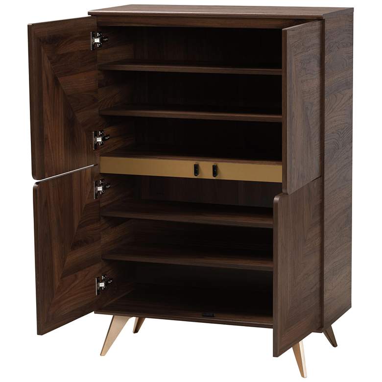 Image 6 Baxton Studio Graceland Walnut Brown Finished Wood Shoe Cabinet more views