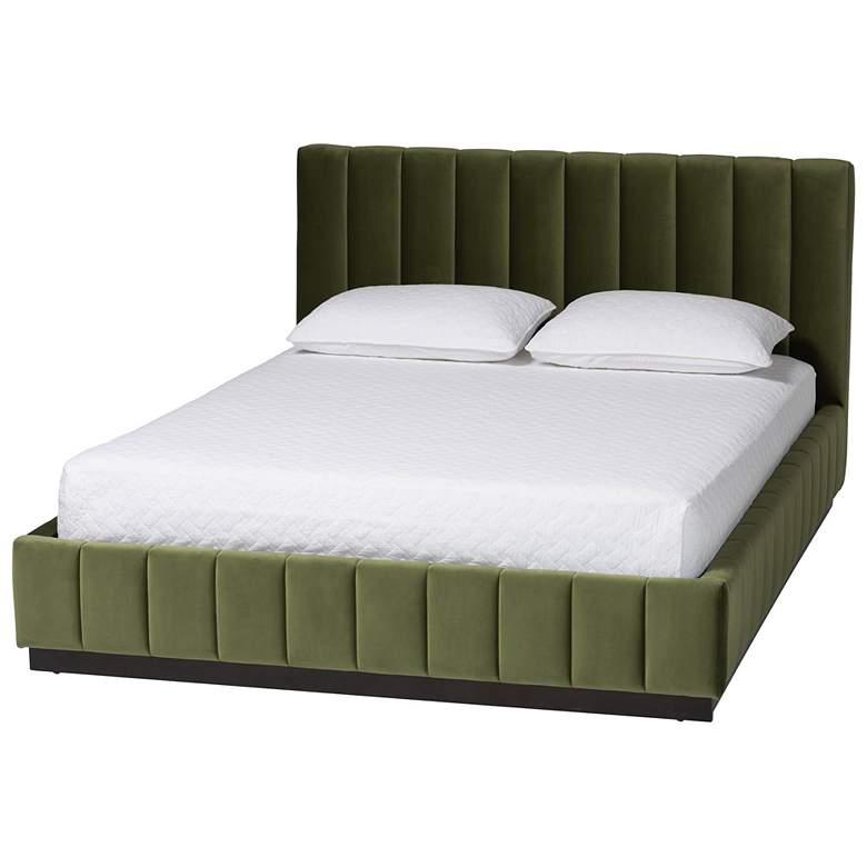 Image 1 Baxton Studio Granger Velvet Upholstered Platform Queen Bed