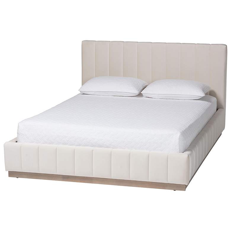 Image 1 Baxton Studio Granger Velvet Upholstered Platform Queen Bed