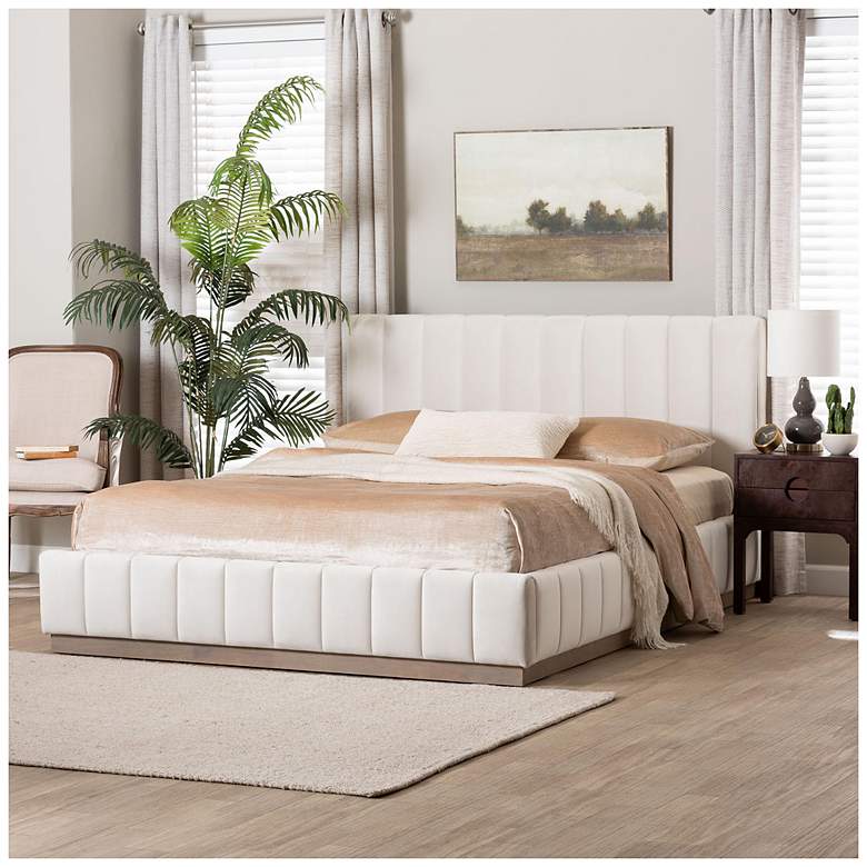 Image 2 Baxton Studio Granger Velvet Upholstered Platform Queen Bed more views