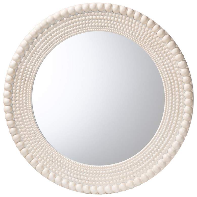 Image 1 Baxton Studio Grazia Round Beaded framed Accent Mirror in Pearl White