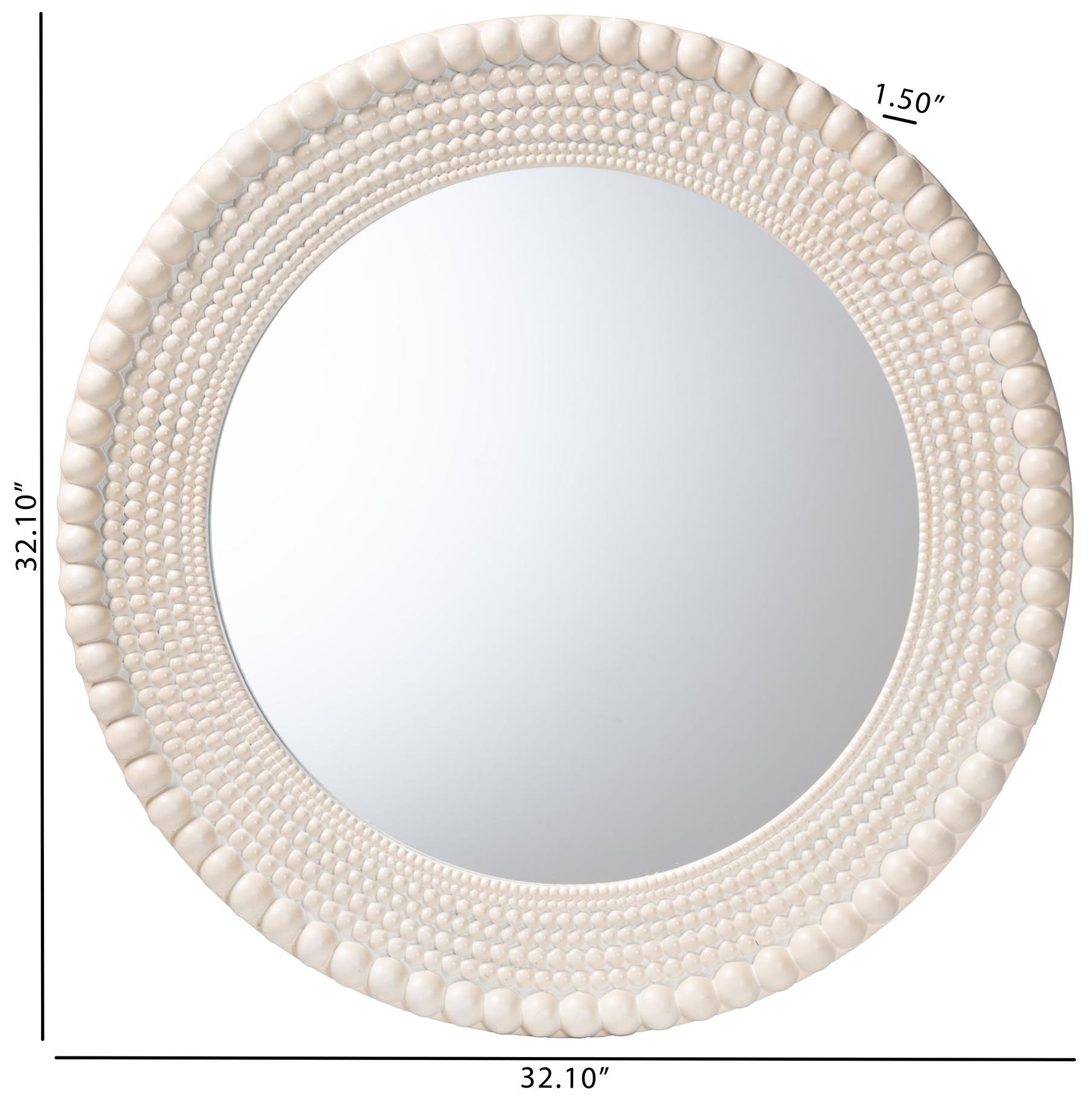 Image 4 Baxton Studio Grazia Round Beaded framed Accent Mirror in Pearl White more views