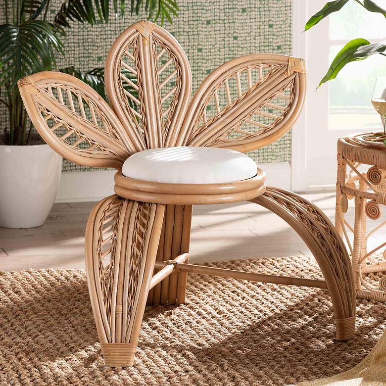 Image 1 Baxton Studio Gresham Natural Brown Rattan Leaf Accent Chair