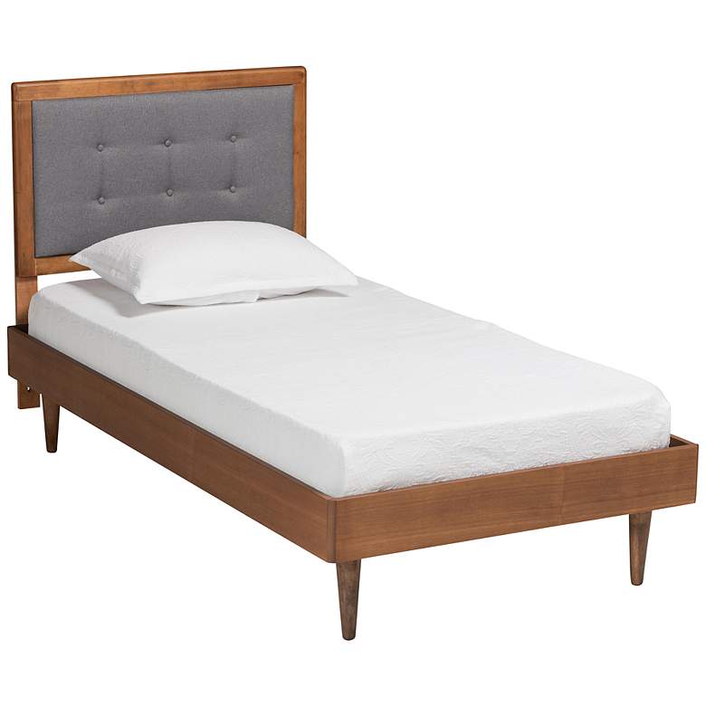 Image 2 Baxton Studio Greta Dark Gray Fabric Twin Size Platform Bed