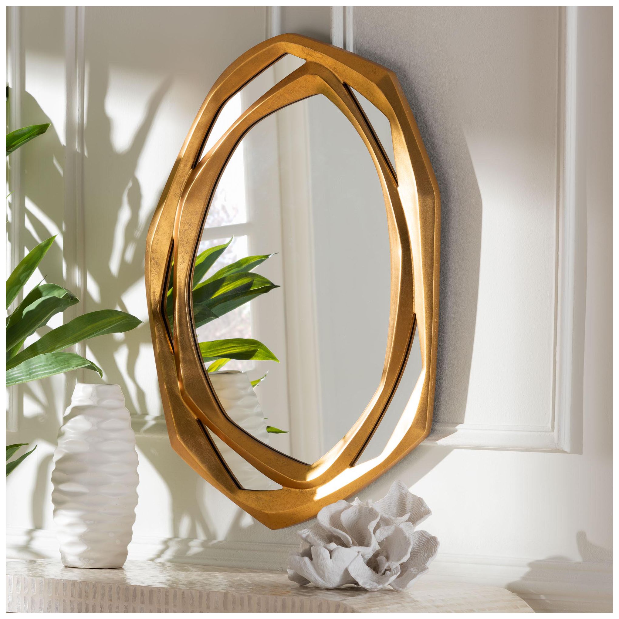 Image 2 Baxton Studio Halen Antique Goldleaf Accent Wall Mirror more views