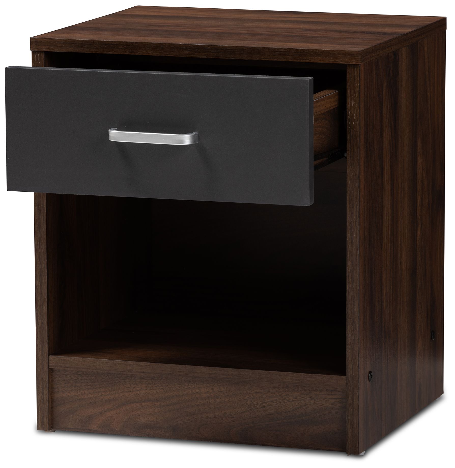 Image 3 Baxton Studio Hansel 1-Drawer Dark Brown and Dark Grey Finished Nightstand more views