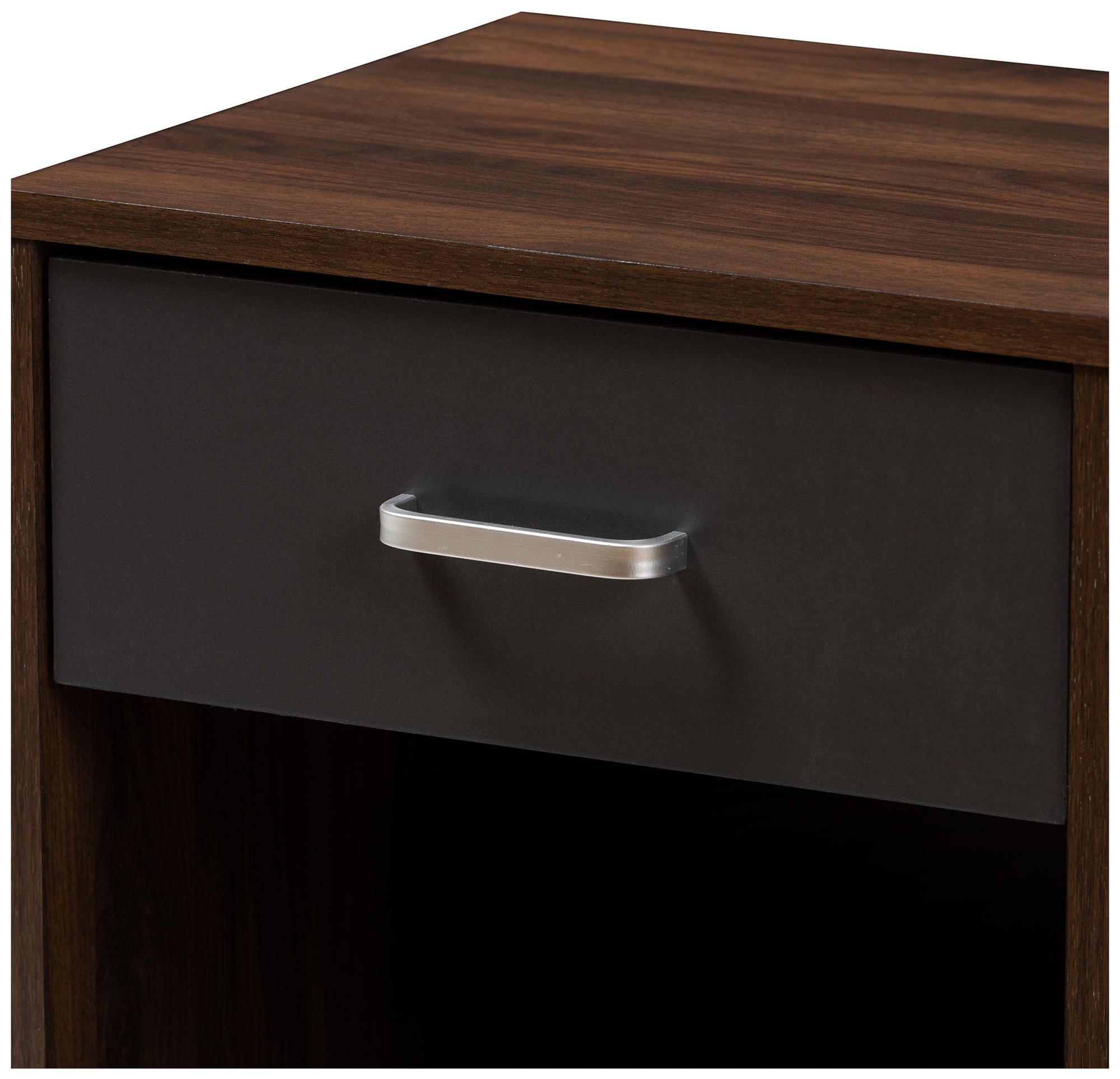 Image 6 Baxton Studio Hansel 1-Drawer Dark Brown and Dark Grey Finished Nightstand more views