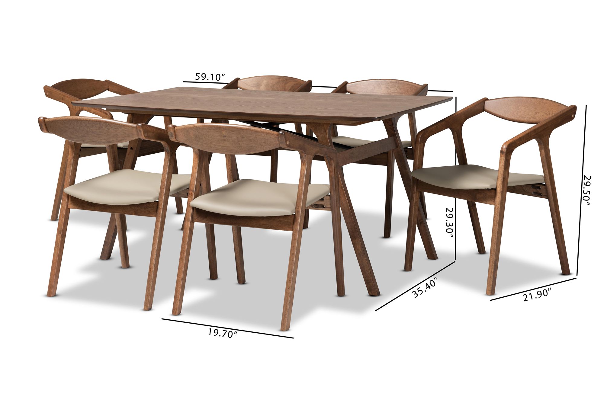 Baxton Studio Harland Gray Faux Leather 7-Piece Dining Set in scene