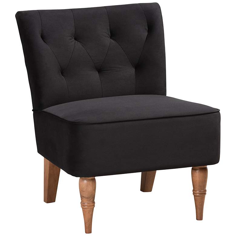 Image 2 Baxton Studio Harmon Tufted Black Velvet Fabric Accent Chair