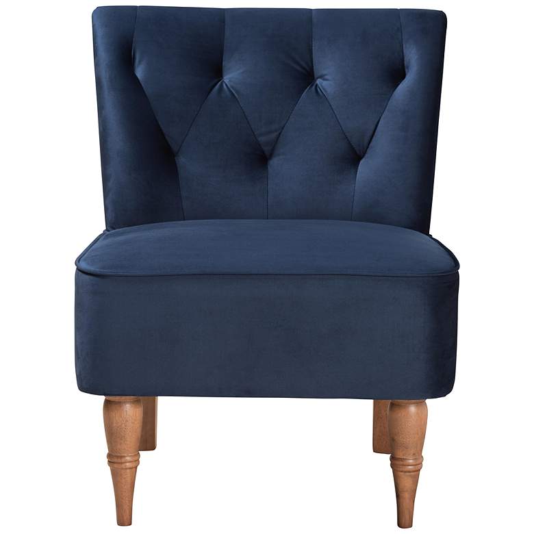Image 5 Baxton Studio Harmon Tufted Navy Blue Velvet Accent Chair more views