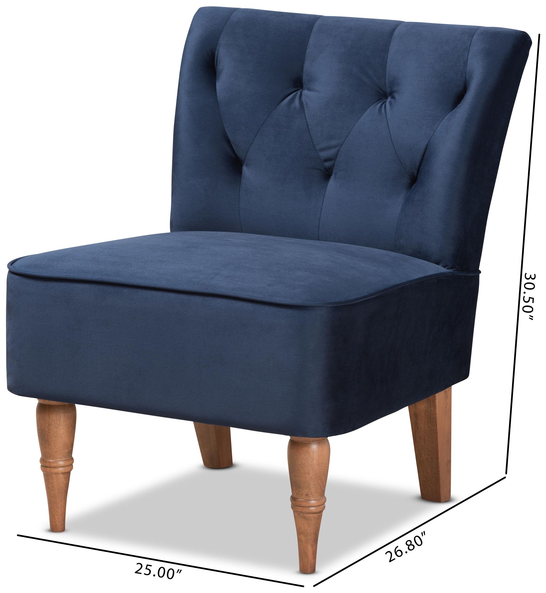 Baxton Studio Harmon Tufted Navy Blue Velvet Accent Chair