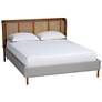 2_Baxton Studio Harrell Modern Grey Velvet and Rattan Wood Queen Size Bed