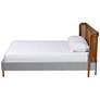 4_Baxton Studio Harrell Modern Grey Velvet and Rattan Wood Queen Size Bed more views
