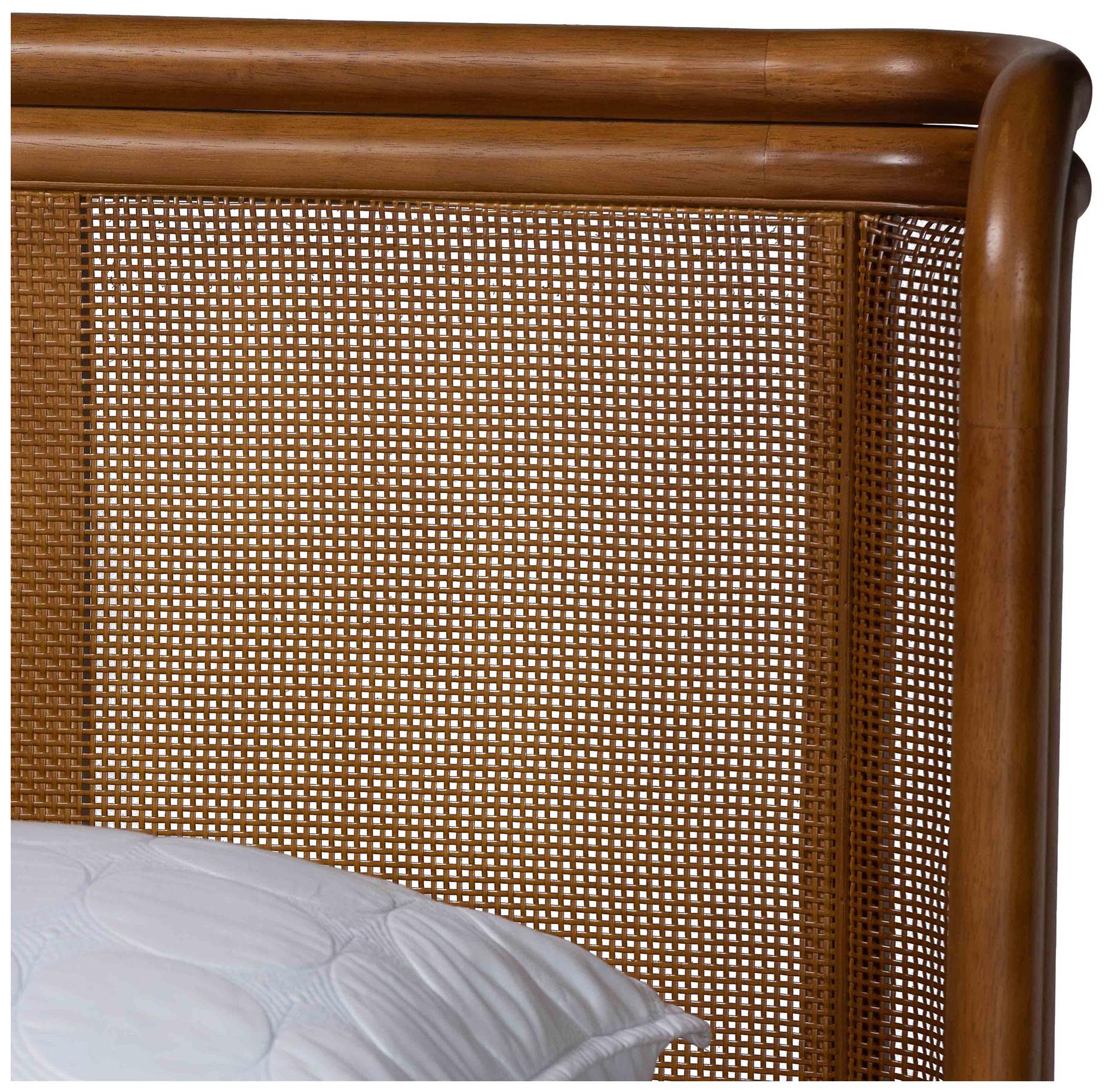 Image 6 Baxton Studio Harrell Modern Grey Velvet and Rattan Wood Queen Size Bed more views