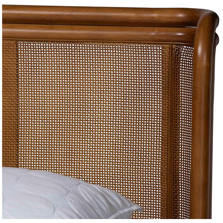 Image 6 Baxton Studio Harrell Modern Grey Velvet and Rattan Wood Queen Size Bed more views