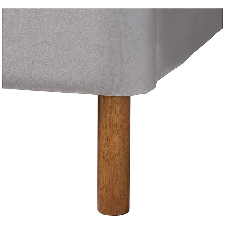 Image 7 Baxton Studio Harrell Modern Grey Velvet and Rattan Wood Queen Size Bed more views