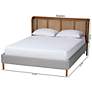 Baxton Studio Harrell Modern Grey Velvet and Rattan Wood Queen Size Bed