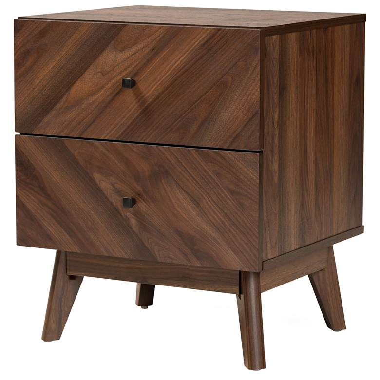 Image 2 Baxton Studio Hartman Walnut Brown Finished Wood 2-Drawer Nightstand