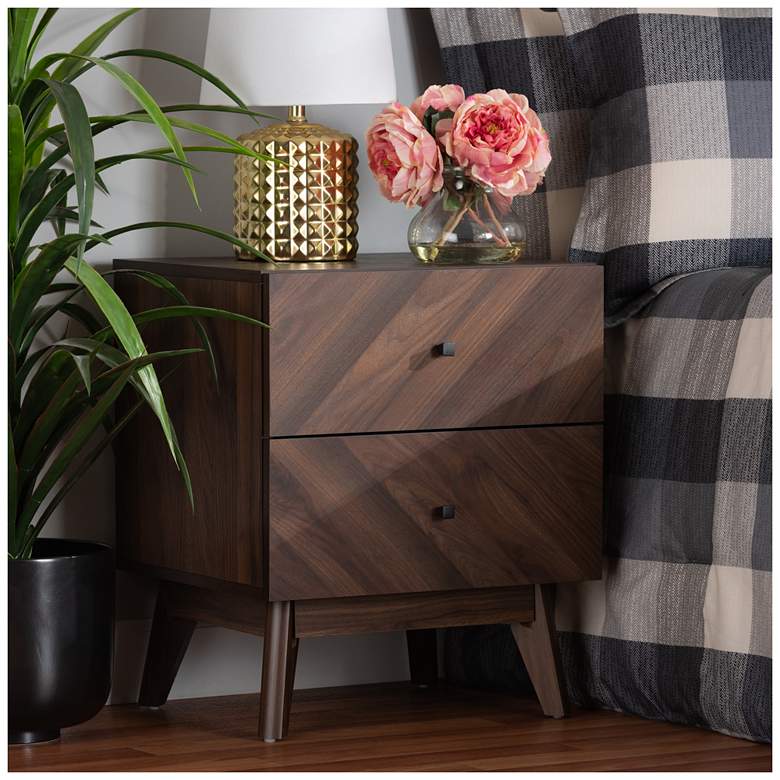 Image 1 Baxton Studio Hartman Walnut Brown Finished Wood 2-Drawer Nightstand