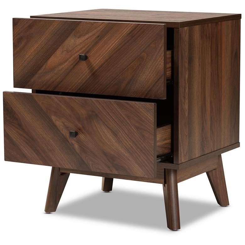 Image 3 Baxton Studio Hartman Walnut Brown Finished Wood 2-Drawer Nightstand more views