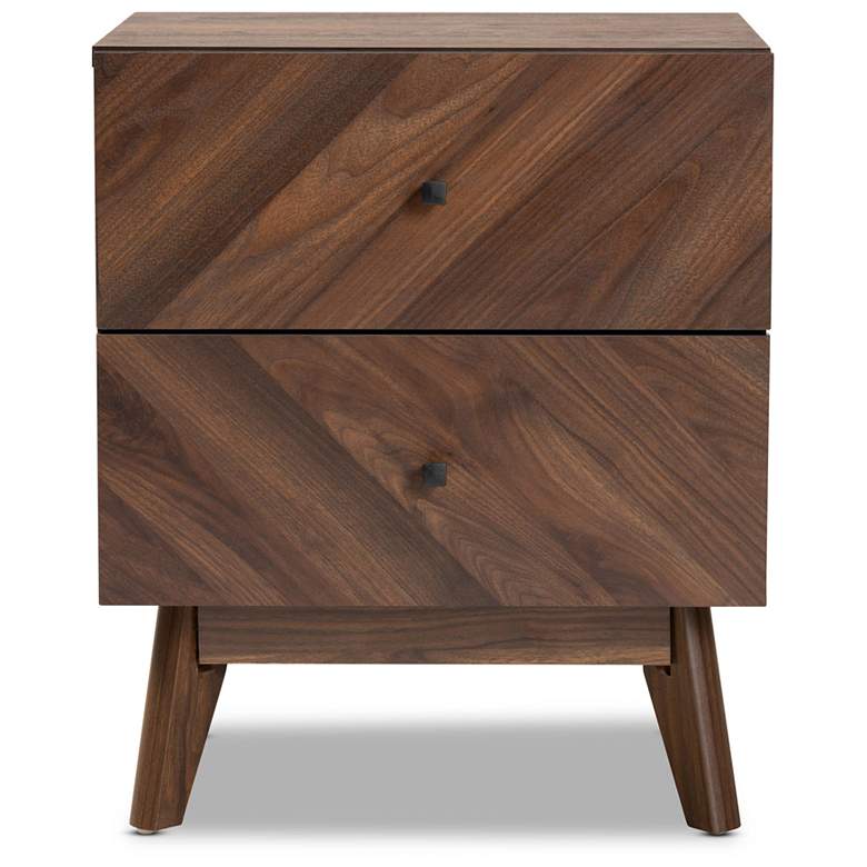 Image 4 Baxton Studio Hartman Walnut Brown Finished Wood 2-Drawer Nightstand more views