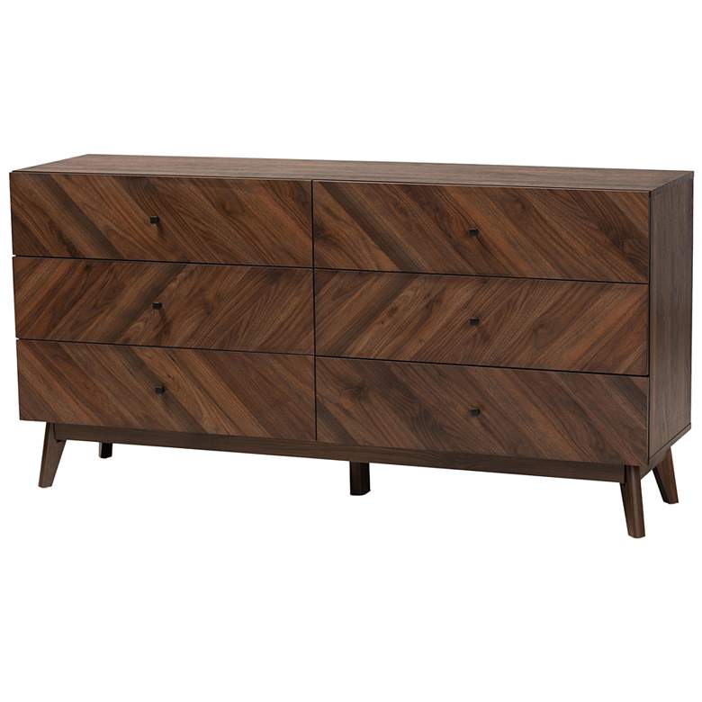 Image 2 Baxton Studio Hartman Walnut Brown Finished Wood 6-Drawer Dresser