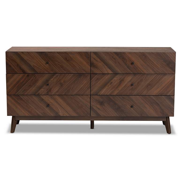 Image 4 Baxton Studio Hartman Walnut Brown Finished Wood 6-Drawer Dresser more views