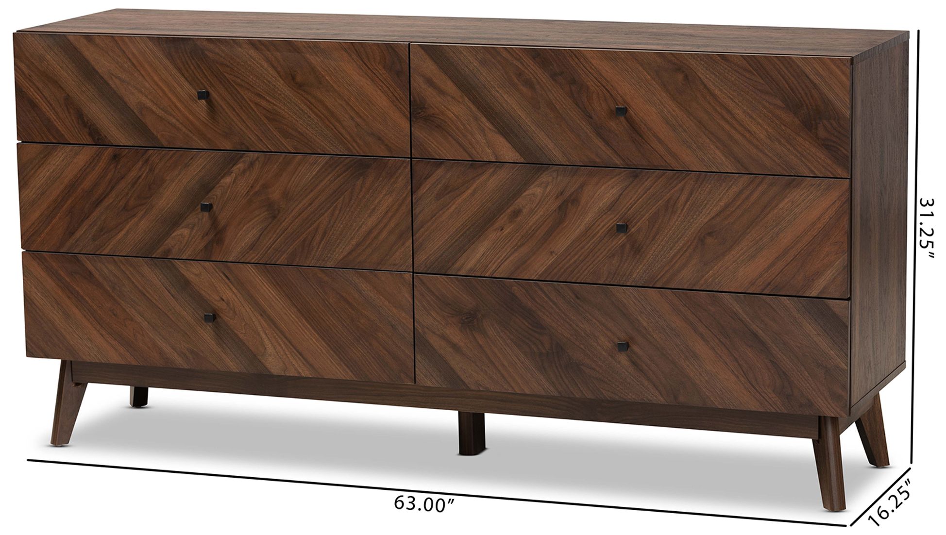 Baxton Studio Hartman Walnut Brown Finished Wood 6-Drawer Dresser