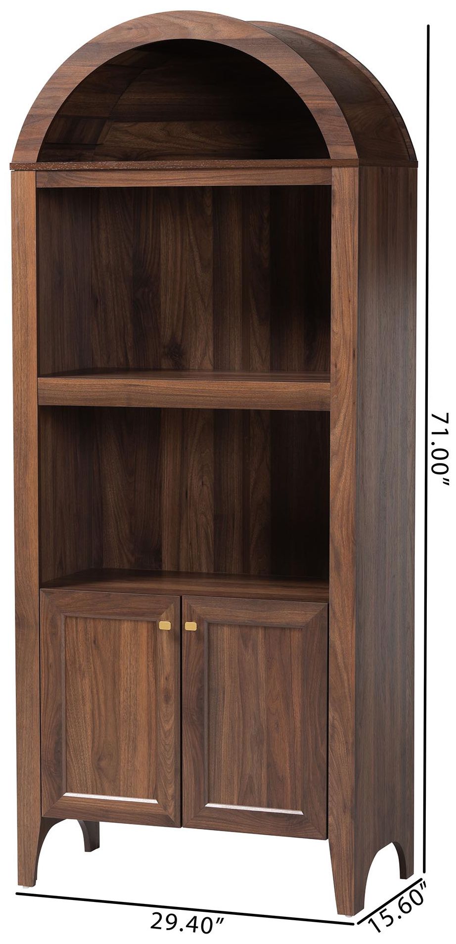 Baxton Studio Hayes Wood Cabinet with Arch Top - with Soft-Close Doors