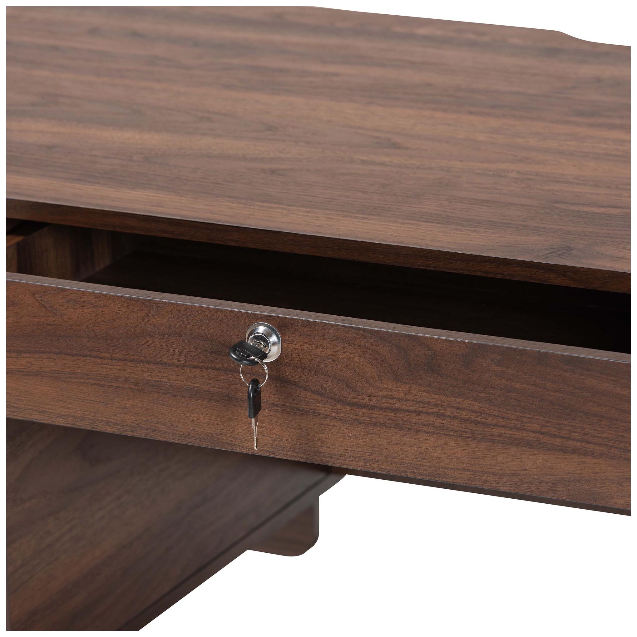 Image 7 Baxton Studio Hayes Wood Writing Desk - Oval Desk with Locking Drawer more views