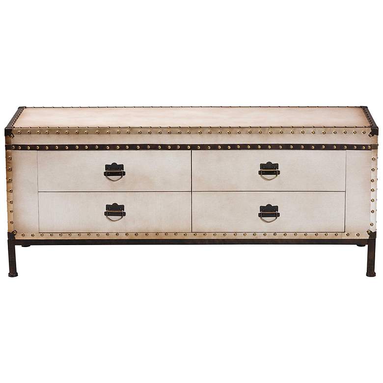Image 5 Baxton Studio Heaton Vintage Weathered White Canvas 4-Drawer Storage Bench more views