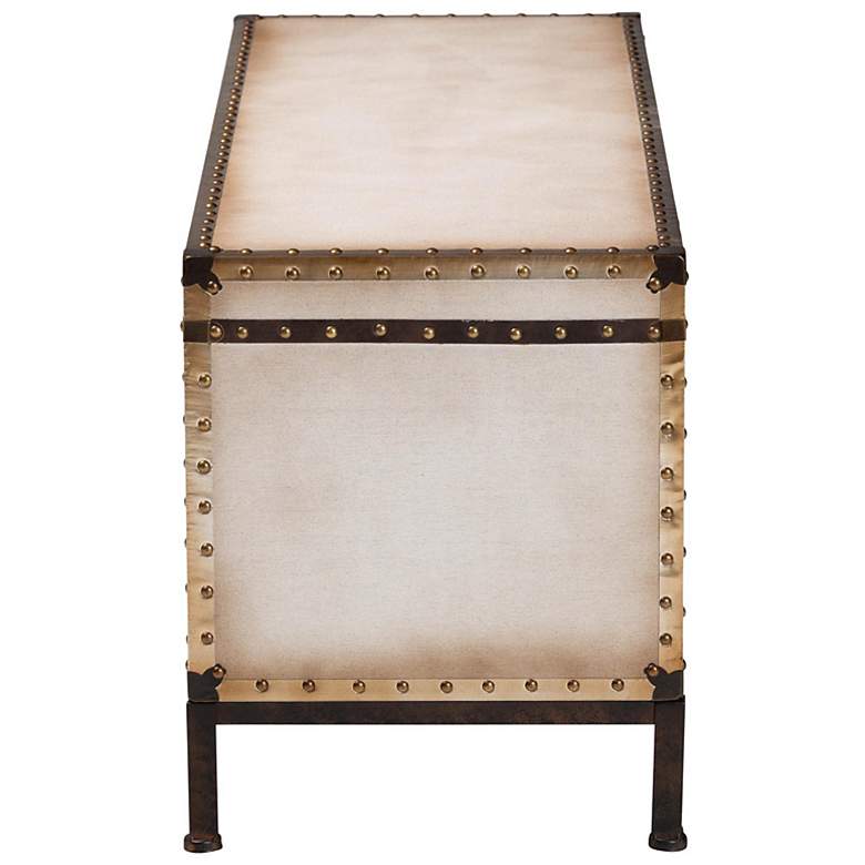 Image 6 Baxton Studio Heaton Vintage Weathered White Canvas 4-Drawer Storage Bench more views