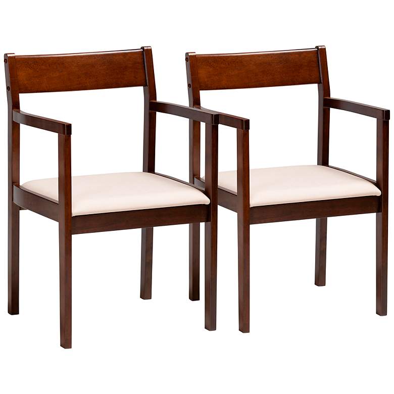 Image 2 Baxton Studio Helene Cream Fabric Dining Chairs Set of 2