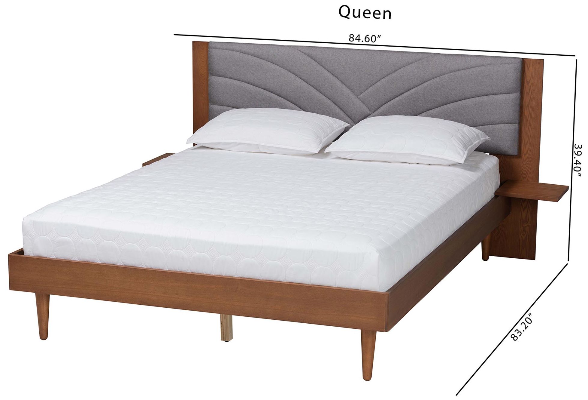 Baxton Studio Hemera King Size Platform Bed With Floating Side Table