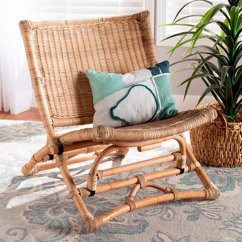 Image 1 Baxton Studio Herrera Natural Brown Rattan Lounge Chair
